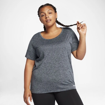 Shop Nike Women's Dri-fit Legend Short-sleeve Training Top (plus Size) In Grey