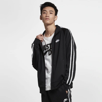 Shop Nike Sportswear N98 Men's Knit Warm-up Jacket In Black