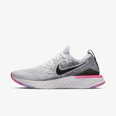 Shop Nike Women's Epic React Flyknit 2 Running Shoes In White,hyper Pink,blue Tint,black