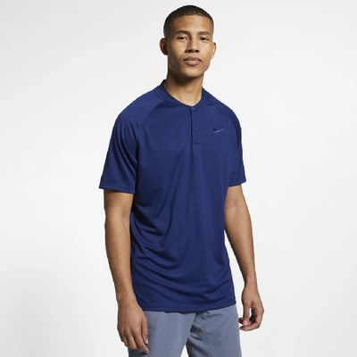 Shop Nike Dri-fit Momentum Men's Standard Fit Golf Polo In Blue