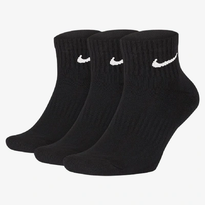 Shop Nike Everyday Cushioned Training Ankle Socks (3 Pairs) (black) In Black,white