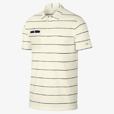 Shop Nike Dri-fit Player Men's Striped Golf Polo In Cream