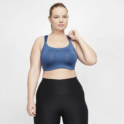 Shop Nike Bold Women's High-support Sports Bra (plus Size) In Mystic Navy/black