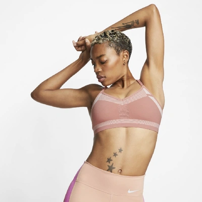 Shop Nike Flyknit Indy Tech Pack Women's Medium-support Sports Bra In Pink