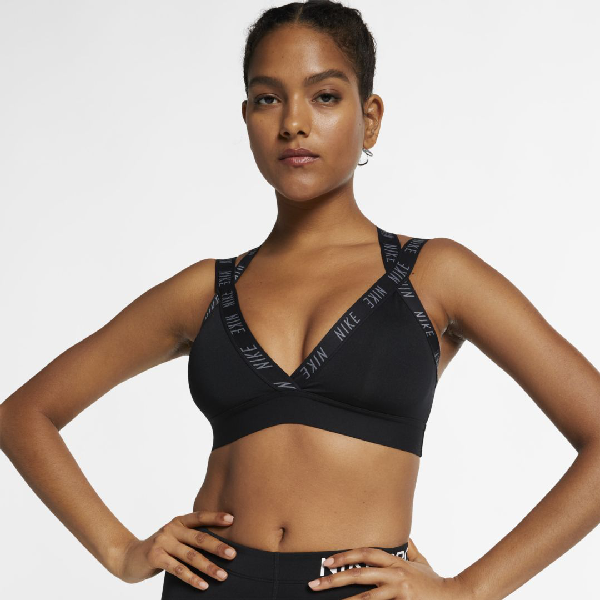 nike indy logo sports bra black