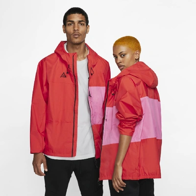 Shop Nike Acg Packable Rain Jacket In Red