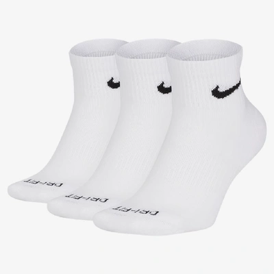 Shop Nike Men's Everyday Plus Cushioned Training Ankle Socks (3 Pairs) In White