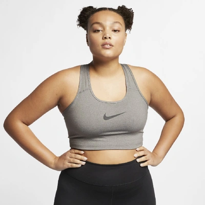 Shop Nike Women's Swoosh Medium-support Non-padded Sports Bra (plus Size) In Grey