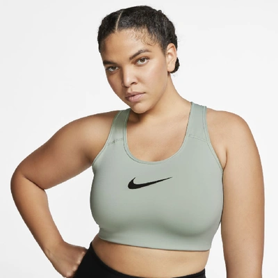 Shop Nike Women's Swoosh Medium-support Sports Bra (plus Size) In Pistachio Frost