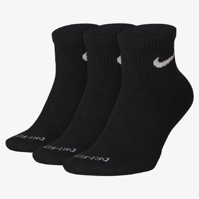Shop Nike Men's Everyday Plus Cushioned Training Ankle Socks (3 Pairs) In Black
