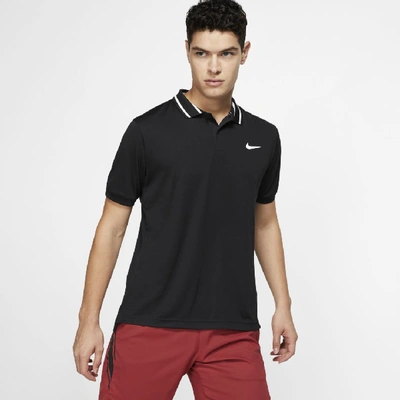 Shop Nike Court Dri-fit Men's Tennis Polo In Black,white,white