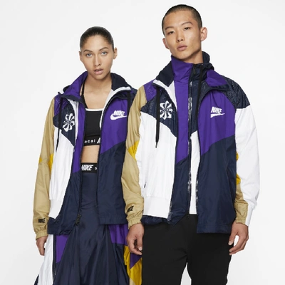 X Sacai Hooded Anorak In Obsidian/court Purple