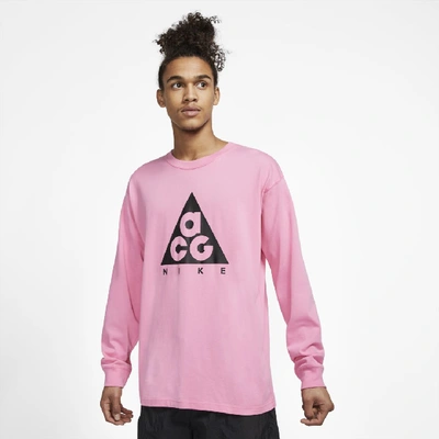 Shop Nike Acg Men's Long-sleeve T-shirt In Lotus Pink/black