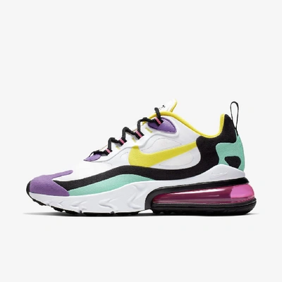 Shop Nike Air Max 270 React (geometric Abstract) Women's Shoe (white) - Clearance Sale In White,black,bright Violet,dynamic Yellow