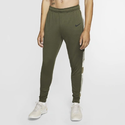 Shop Nike Dri-fit Men's Tapered Fleece Training Pants In Olive