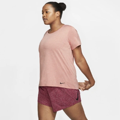 Shop Nike Dri-fit Legend Women's Short-sleeve Training Top (plus Size) In Pink Quartz