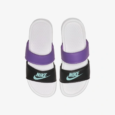 Shop Nike Benassi Duo Ultra Women's Slide In White/black/bright Violet/aurora