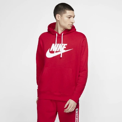 Shop Nike Men's  Sportswear Club Fleece Graphic Pullover Hoodie In Red