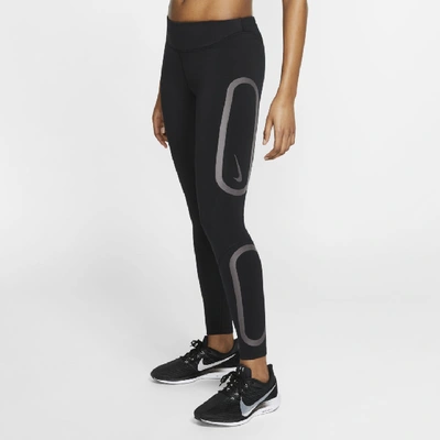 Shop Nike Epic Lux Women's Graphic Running Tights In Black/thunder Grey