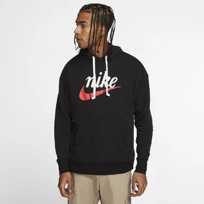 Shop Nike Sportswear Heritage Men's Graphic Pullover Hoodie In Black