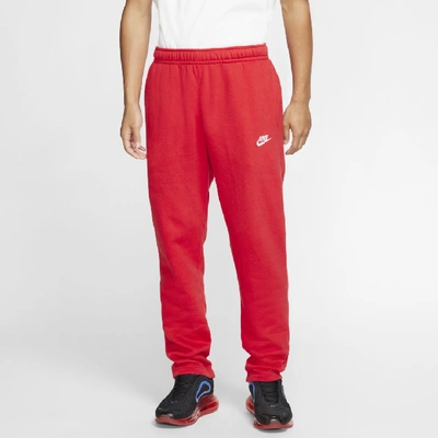 Shop Nike Men's  Sportswear Club Fleece Pants In University Red,university Red,white