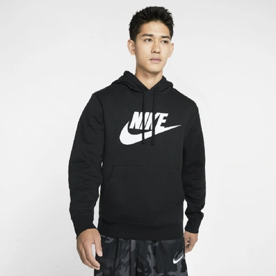 Shop Nike Men's  Sportswear Club Fleece Graphic Pullover Hoodie In Black