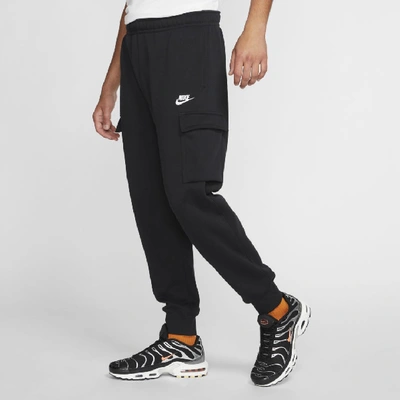 Shop Nike Men's  Sportswear Club Fleece Cargo Pants In Black