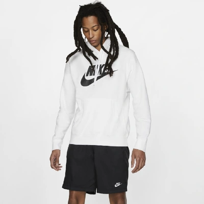 Shop Nike Men's  Sportswear Club Fleece Graphic Pullover Hoodie In White