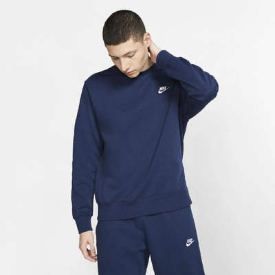 Shop Nike Men's  Sportswear Club Fleece Crew In Blue