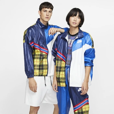 Shop Nike Sportswear Nsw Women's Woven Plaid Jacket In Blue