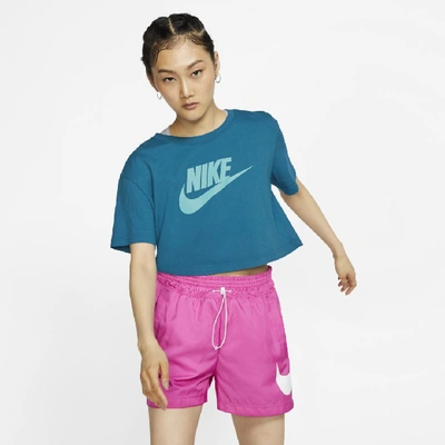 Shop Nike Sportswear Essential Women's Cropped T-shirt In Green Abyss