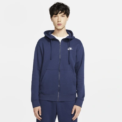 Shop Nike Men's  Sportswear Club Fleece Full-zip Hoodie In Blue