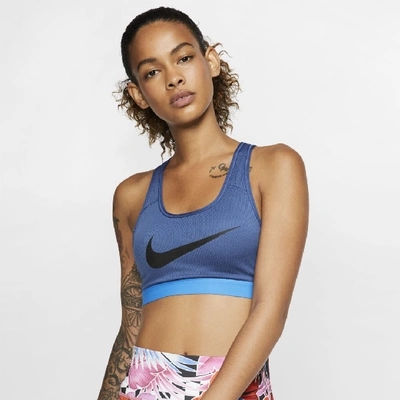 Shop Nike Classic Women's Padded Medium-support Sports Bra In Mystic Navy