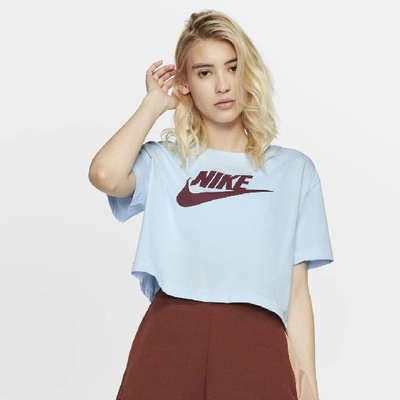 Shop Nike Sportswear Essential Women's Cropped T-shirt In Celestine Blue