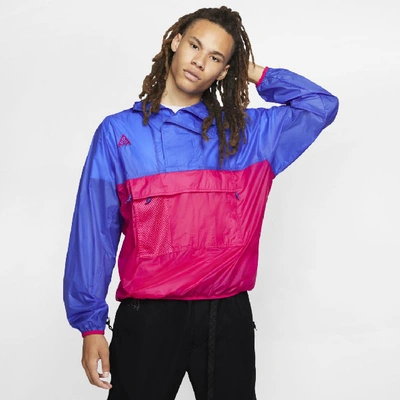 Shop Nike Acg Menâs Hooded Anorak (hyper Royal) - Clearance Sale In Hyper Royal,rush Pink,rush Pink