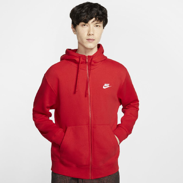 nike club fleece hoodie red