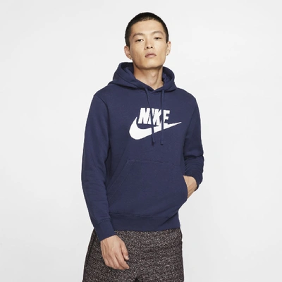 Shop Nike Men's  Sportswear Club Fleece Graphic Pullover Hoodie In Blue