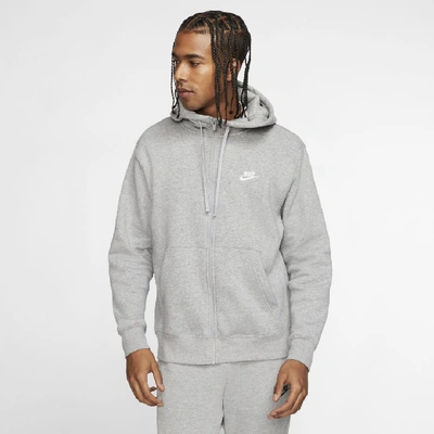Shop Nike Men's  Sportswear Club Fleece Full-zip Hoodie In Grey