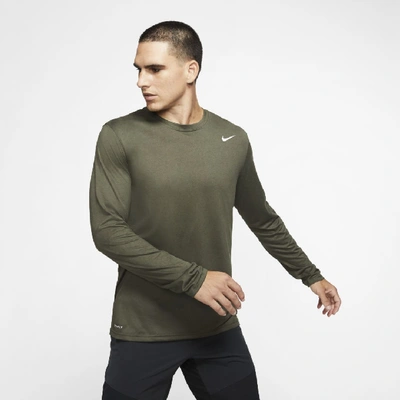Nike Dri-fit Men's Long-sleeve Training T-shirt In Olive | ModeSens