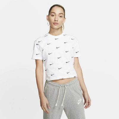 Shop Nike Women's Swoosh Logo T-shirt In White