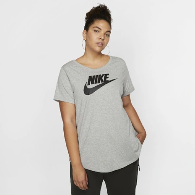 Nike Plus Size Sportswear Cotton Logo T-shirt In Grey | ModeSens