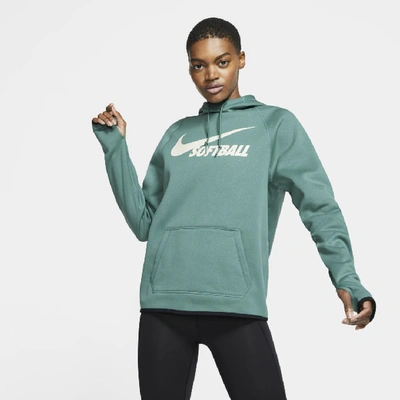 Shop Nike Therma Women's Pullover Softball Hoodie In Green