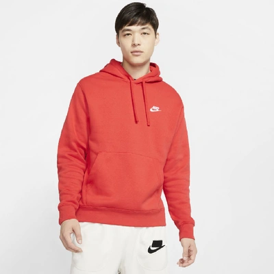 Shop Nike Men's  Sportswear Club Fleece Pullover Hoodie In Red