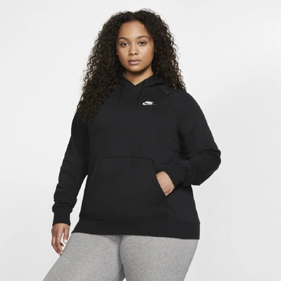 Shop Nike Women's  Sportswear Essential Fleece Pullover Hoodie (plus Size) In Black