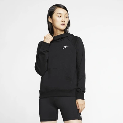Shop Nike Women's  Sportswear Essential Funnel-neck Fleece Pullover Hoodie In Black