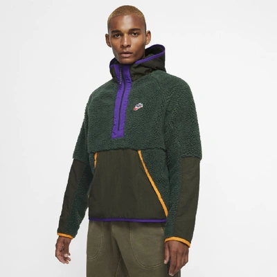 Nike Winter Sherpa Half-zip Hoodie In Khaki-green | ModeSens