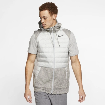 Shop Nike Therma Men's Winterized Full-zip Training Vest In Dark Grey Heather/light Smoke Grey/black