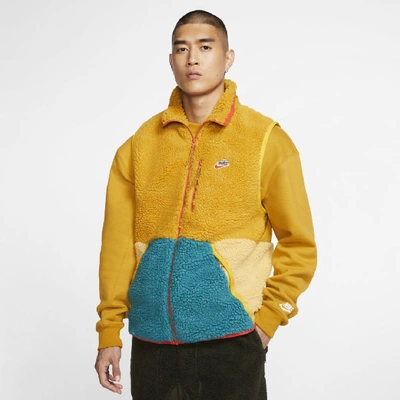 Shop Nike Sportswear Men's Sherpa Fleece Vest In Gold