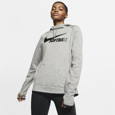 Shop Nike Therma Women's Pullover Softball Hoodie In Grey