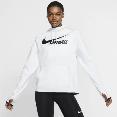 Shop Nike Therma Women's Pullover Softball Hoodie In White